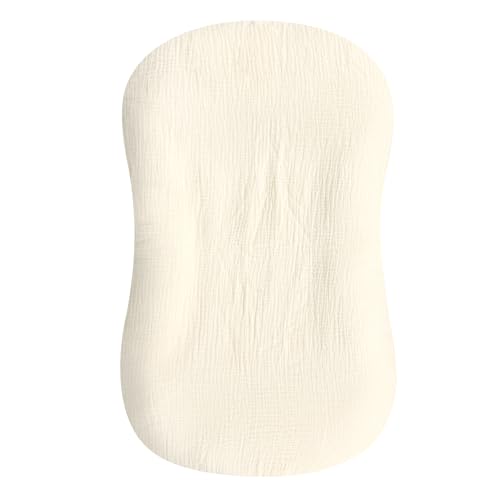 Image of Hooyax Muslin Baby Lounger Cover, 100% Cotton Durable Newborn Lounger Cover, Soft and Breathable Infant Lounger Cover for Boys Girls, Covers Only (Yellow)