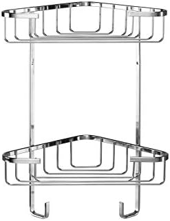 Croydex QM260241 Medium Chrome 2-Tier Corner Basket Shower Caddy, 5 Year Rust Free Guarantee