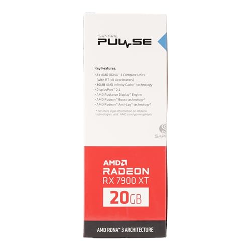 Sapphire 11323-02-20G Pulse AMD Radeon RX 7900 XT Gaming Graphics Card with 20GB GDDR6, AMD RDNA 3