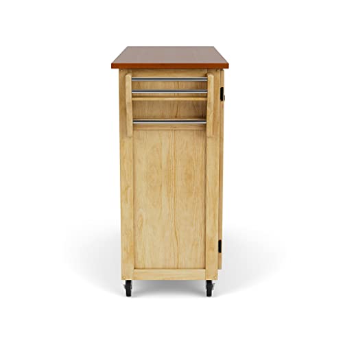 Home Styles Create-A-Cart Natural Two Door Kitchen Cart With Oak Top, With Solid Wood Construction, Adjustable Shelves, Towel Bar, Locking Casters, And Spice Rack #TOP4