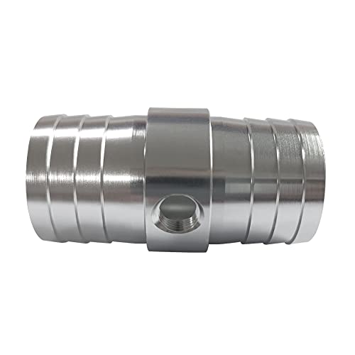 ANPTGHT 1-1/4 Inch Hose Barb Splice Coupler Repair Fitting with 1/8" NPTPort, Aluminum Adapter Connector Radiator Coolant Intercooler Heat Exchanger Fluid Designed (1 pcs)