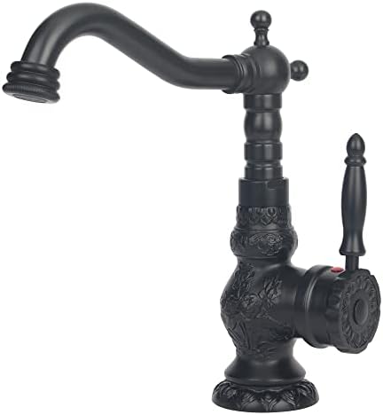 WEIJIANKANG Bronze Kitchen Faucet Antique Single Handle Bathroom Faucet, Multifunctional Faucet, 360 Degree Swivel Spout Bathroom Sink Faucet, High Arc Splash Filter Lavatory Faucet, Black