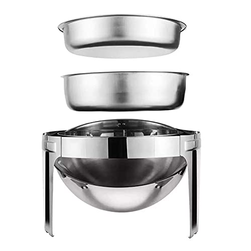 hyywmgx Chafing Dish mit sichtbarem Fenster, Edelstahl Roll-Top Round Chafer Buffetwärmer-Set mit Speisenschale… – Bild 6