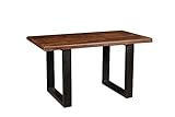 Mesa con base de hierro y tablero de madera maciza reciclada de roble