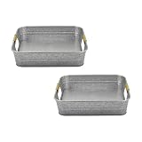 Farmhouse Tray for Coffee Table – Beautiful Galvanized Tray Decor, 12"x12" Galvanized Coffee Table T