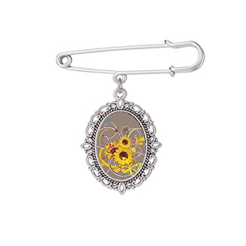 Broche tournesol pour ajuster un décolleté de robe ou fixer un châle