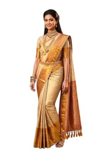 Image of VFCollections Women's Kanchipuram Silk Saree With Blouse Piece