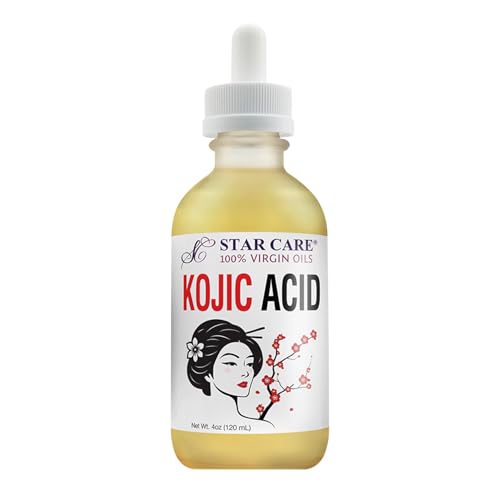 STAR CARE 100% Virgin Kojic Acid Oil Brightening & Moisturizing Face & Body Oil Dark Spot Corrector Even Skin Tone 4oz / 120ml