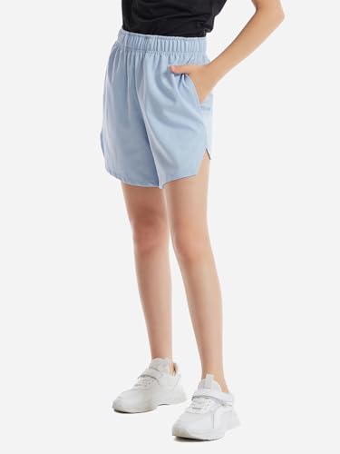 4 Pack Girls Athletic Shorts,Girls Basketball Shorts,Kids Workout Soccer Short for Girl with Drawstring & Pockets2