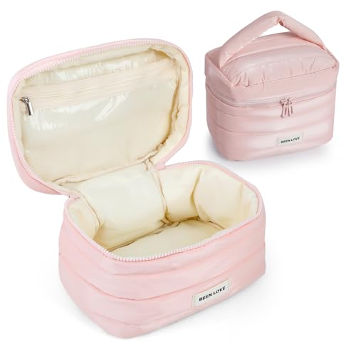 Romon Neceser Mujer,Neceser Personalizado,Organizador De Cosméticos con Asa para Uso Doméstico Y Viajes,Neceser Mujer Maquillaje,Neceser Femenino Multifuncional, 23x15.5x16.5cm, Rosa