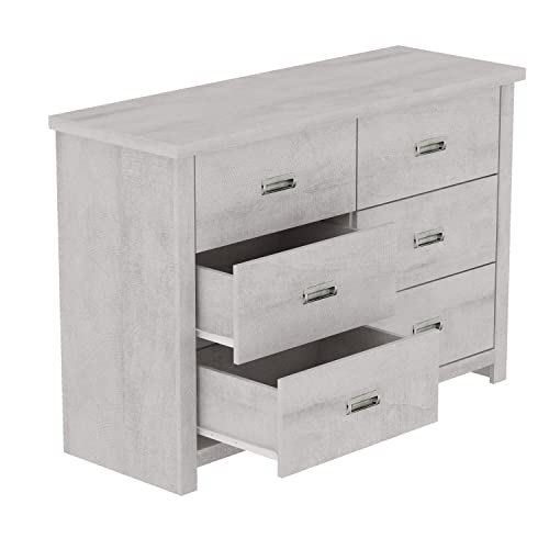 Galano Gresham 6 Drawer Dresser - Chest Of Drawers For Bedroom - Clothes Storage - Drawer And Closet Organizer - Drawer Glides - Easy Assembly - Dusty Grey Oak #TOP4