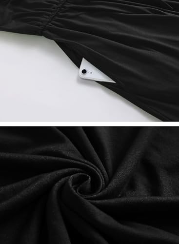 Image of BARASA Sundresses for Women Summer Sleeveless V Neck Spaghetti Strap A Line Wedding Guest Petite Dresses with Pockets D826