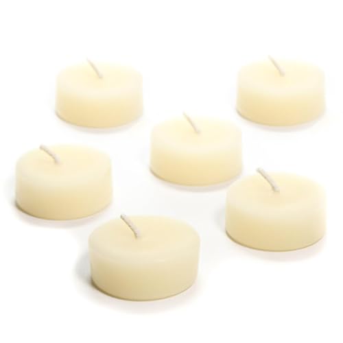 100% Pure Raw Beeswax Tea Lights Candles Refills (no Cup) Organic Hand Made, Ivory (6 Pack)