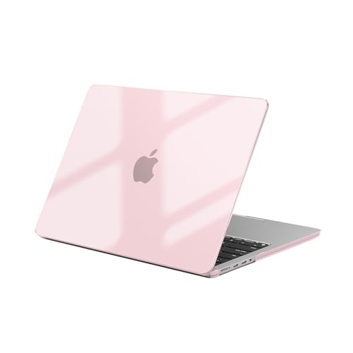 EooCoo Case Compatible for New MacBook Air 13.6 inch M4 A3240 M3 A3113 M2 A2681 with Touch ID,2025 2024 2022 Release,M2 M3 M4 Air 13'' Laptop Protective Plastic Hard Shell Cover Smooth, Pink Clear