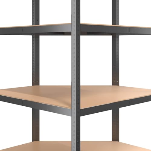 Étagère d'angle en acier et bois robuste anthracite de 160 cm