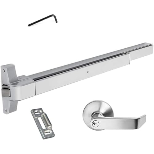 Dynasty Hardware Push Bar Panic Exit Device for Emergency Exit Doors Painted Aluminum, with Exterior...