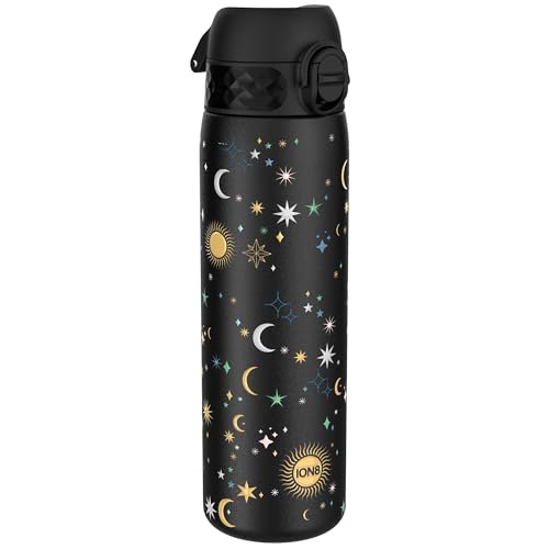 ion8 Botella Agua Inox Ligero, 600ml, Sin Aislamiento, a Prueba de Fugas, Fácil de Abrir, Aptas para Lavavajillas, Cerradura Segura, Fácil de Limpiar, en Relieve, Celestial