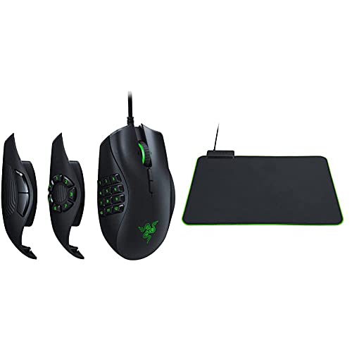 Razer Naga Trinity - Souris de Jeu MOBA/MMO & Goliathus Chroma Tapis de Souris avec Surface en Tissu Microtexturé, Optimisé pour Tous Les Réglages et Capteurs de Sensibilité