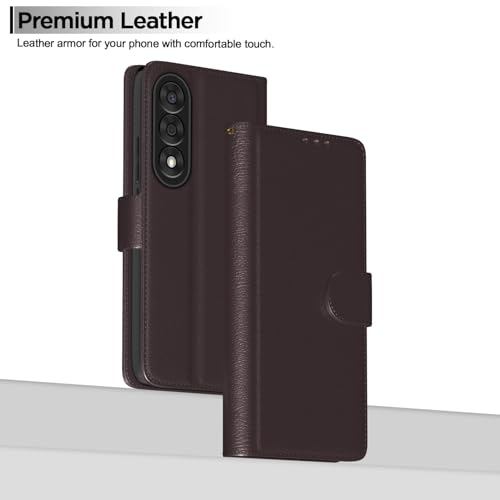 Image of Amazon Basics Flip Cover for OnePlus Nord 5 5G Leather Finish | Wallet Stand and Shock Proof | Inside TPU with Card Pockets | Complete Protection Flip Case (Coffee)
