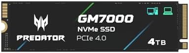 Acer Predator GM7000 4TB SSD, PCIe Gen4x4 NVMe M.2 SSD with DRAM Cache, Up to 7400 MB/s, PCIe 4.0 Internal Gaming Solid State Drive for PS5 Storage Expansion: image 1 of 8