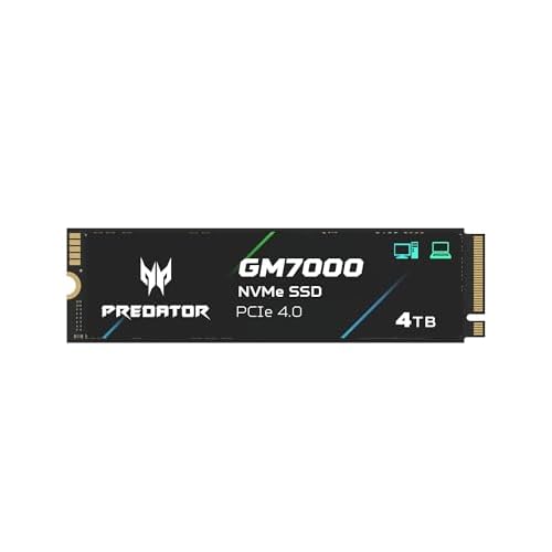 acer Predator GM7000 4TB M.2 SSD 2280 NVMe Gen4 Internal Gaming SSD, Compatible with PS5 Up to 7400MB/s - BL.9BWWR.107