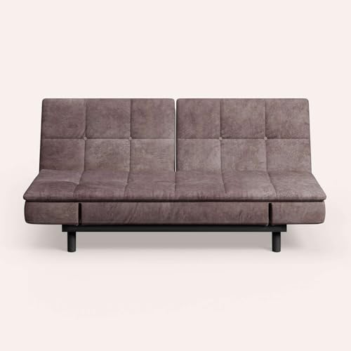 Image of Interio by Godrej Indulge Convertible Sofa Bed - Fab Leather Upholstery with Adjustable Arm & Backrest, 1-Year Warranty, Brown