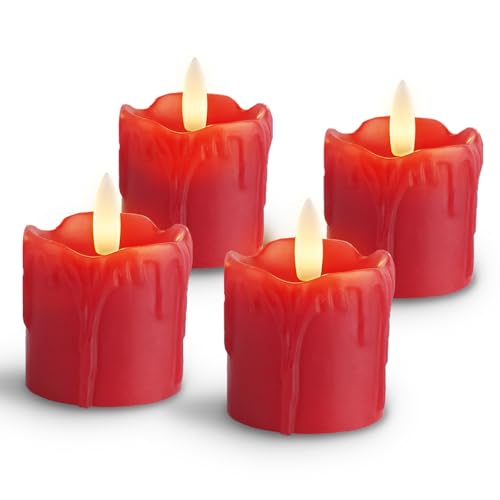 Rhytsing 4 Rote LED Kerzen mit Timerfunktion für Adventskranz,...
