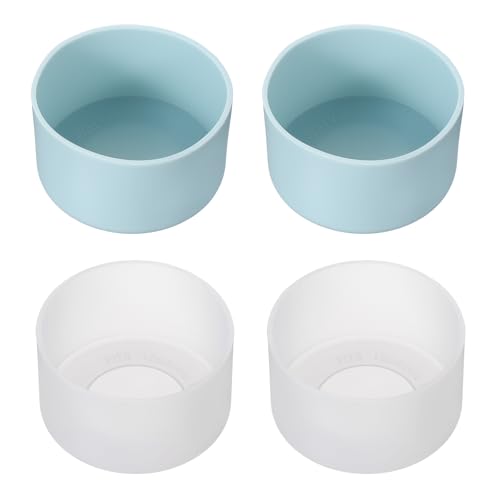 PATIKIL Bota de silicona para vaso, 4 fundas protectoras antideslizantes para botella de agua, taza de viaje de coche, transparente/azul