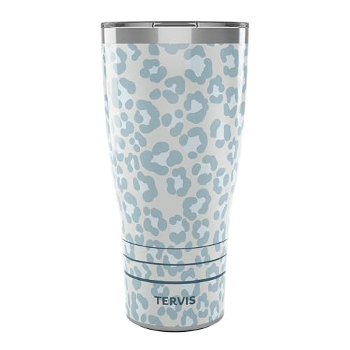 Tervis Traveler Lapis Leopard Animal Print Triple Walled Insulated Tumbler Travel Cup Keeps Drinks Cold & Hot, 30oz, Stainless Steel