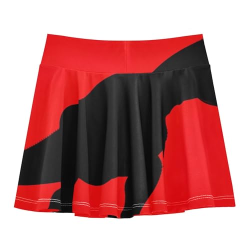 Athletic Shorts Girls Skorts Tennis Skirts for Kids Print Flowy Skort Dinosaur Silhouette Rex Red Black 3t2