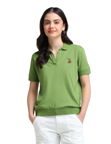 Image of U.S. Polo ASSN. Women's Cotton Solid Loose Fit Polo Shirt