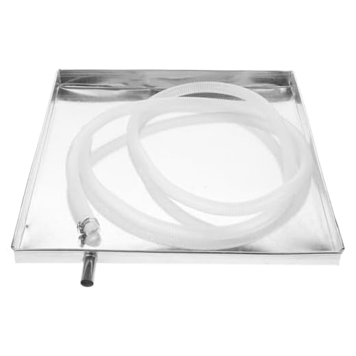 Angoily Bandeja Aire Acondicionado Exterior 40x40 cm con Manguera de Drenaje de 2 m y Abrazadera Deposito Agua Aire Acondicionado Bandeja Condensados para Unidades HVAC Lavadora