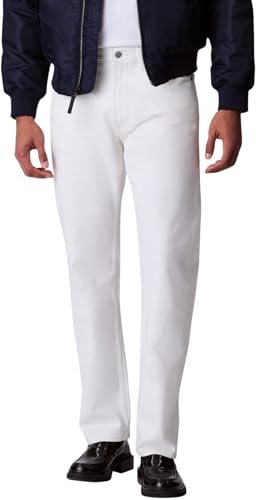 Calvin KleinMen'sStndrd Strght Chalk White Jean LV04LB781GJeans, White, 32W / 30L
