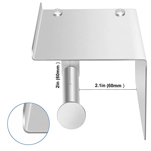 Bosszi Wall Mount Toilet Paper Holder, Sus304 Stainless Steel Bathroom Tissue Holder With Mobile Phone Storage Shelf, Brushed Aluminum #TOP4