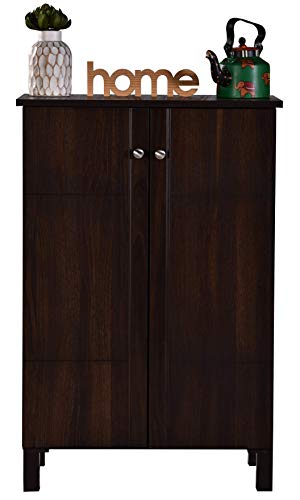 Image of DeckUp Alvo 2-Door Engineered Wood Shoe Rack (Walnut, Matte Finish)