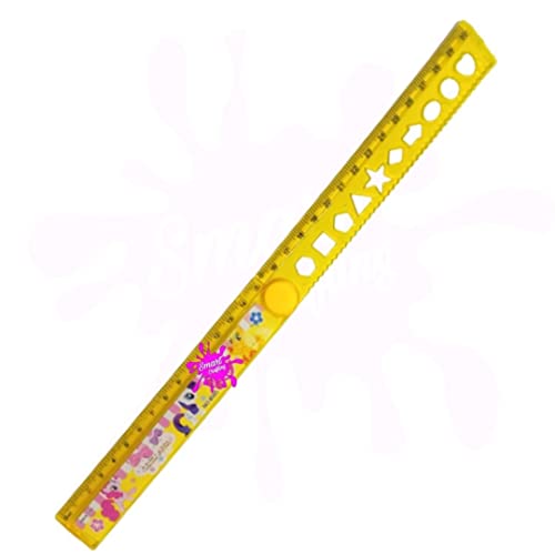 AK-Store-2-Pack-Cartoon-Design-30cm-Plastic-Folding-Ruler-Scale-with-Multiple-Design-Geometry-Stencils-for-Kids-Boys-and-Girls-Birthday-Return-Gifts