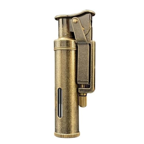 Image of Smoke King Vintage Trench Lighter Refillable Lighter with Transparent Oil Tank, Windproof Retro Design, Durable Mechanical Grinding Wheel, Classic Gift for Men (Fuel Not Included)