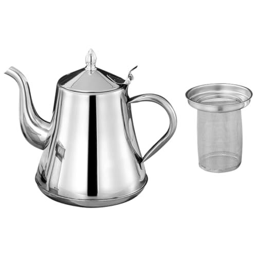 ibasenice Tetera de Acero Inoxidable Filtro, Hervidor de Cuello de Cisne Práctico Olor Peculiar, Capacidad 1500ml Adecuado para Familias y Camping al Aire Libre
