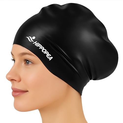 HIPPOPEA Large Swim Cap for Long Hair Women, Dreadlocks, Weaves, Hair Extensions, Braids, Curls...
