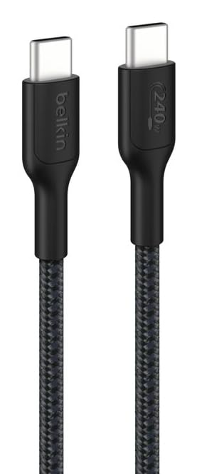 Belkin Eco Braided USB-C to USB-C Cable (3M, 240W) - Soft, Flexible Fast-Charging Cable, Type C Charger Cord for iPhone 16, Galaxy S25, Pixel 9, MacBook, iPad Pro, & More - Black (USB 2.0) image 3