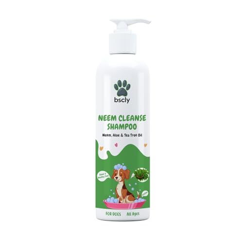 Image of Bscly Neem Pet Herbal Shampoo, Ticks & Fleas Prevention, Enriched with Aloe & Coconut Oil, Ph Balanced Dog Shampoo, Heals Skin, Suitable for Pomeranians to Golden Retrievers - 200 Ml