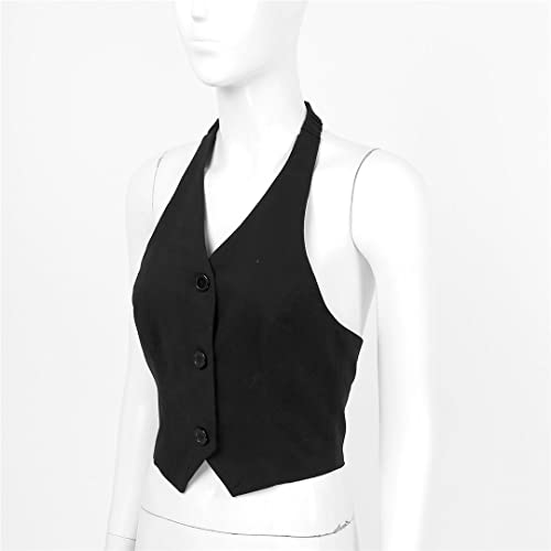 Niiyyjj Women Halter Suit Vest Backless Button Down Adjustable Back Vest Shirts Tuxedo Suit Waistcoat3