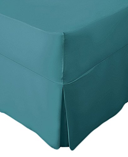 EXTRA DEEP FITTED BED SHEETS NON IRON LUXURY PERCALE COTTON RICH VALANCE FITTED SHEET PLEATED BRUSHED COTTON BEDDING DOUBLE BED SET FLAT SHEET (Super King, Teal) โ image 1