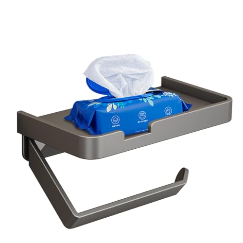 Portarrollos de papel de cocina de pared con estante superior de almacenamiento 2