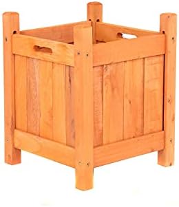 Oypla Small Garden Wooden Square Flower Planter Ornamental Plant Pot