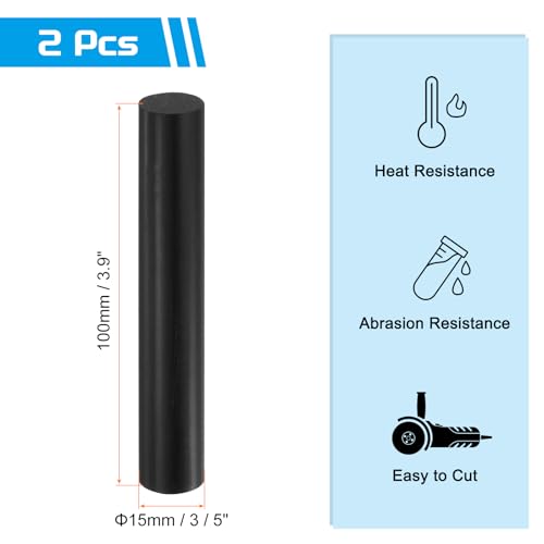 Image of MECCANIXITY ABS Plastic Rod Round Solid Bar 15 mm x 100 mm Black for DIY Model Material, Architectural Model Making, DIY Sand Table, Pack of 2
