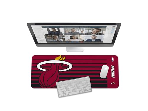 SOAR NBA Multifunctional Desk Mat for Desktop, (31.5"x12") - Ultra Soft Fabric with Non-Slip Rubber Backer - Water Resistant & Durable Nylon Stitching,Miami Heat
