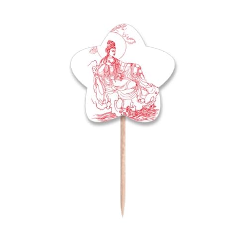 Picks cupcake Guanyin rouge étoilés pour vos buffets de réception chic