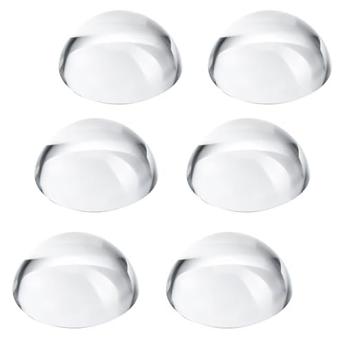 6Pack 1.6inch Crystal Dome Magnifying Paperweight, Clear Distortion-Free Optics Convex Lens Set for...