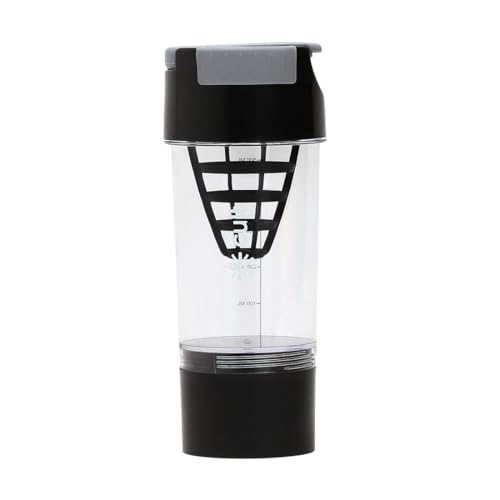 Image of CULT Cyclon Shaker Bottle 500ml with Mixer Ball & Storage, Leakproof, Portable Protein Shaker for Gym, Fitness & Travel - Black Grey